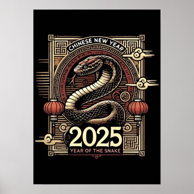 Affiche Nouvel An chinois 2025 Année du serpent Année luna (Devant)