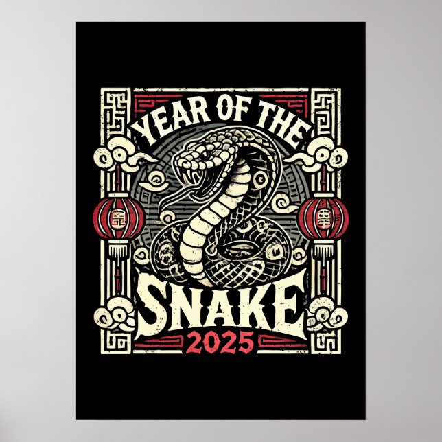 Affiche Nouvel An chinois 2025 Année du serpent Année luna (Devant)