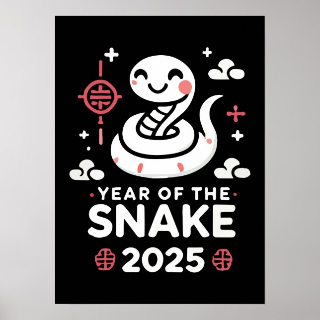 Affiche Nouvel An chinois 2025 Année du serpent Année luna (Devant)