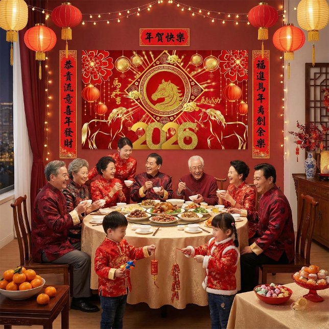 Affiche Nouvel An chinois 2026 Année du Cheval  (Créateur téléchargé)