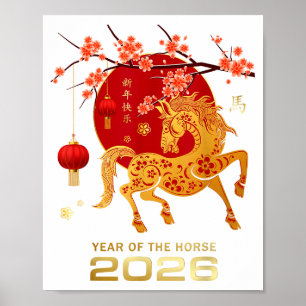 Affiche Nouvel An chinois 2026 Année du Cheval