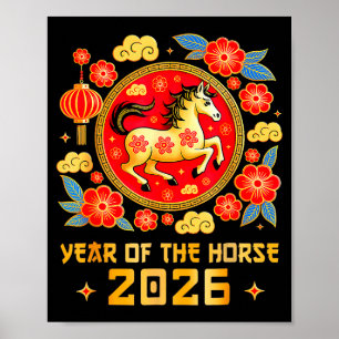 Affiche Nouvel An chinois 2026 Année du Cheval Bonne Année