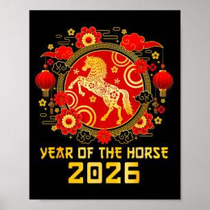 Affiche Nouvel An chinois 2026 Année du Cheval Bonne Année