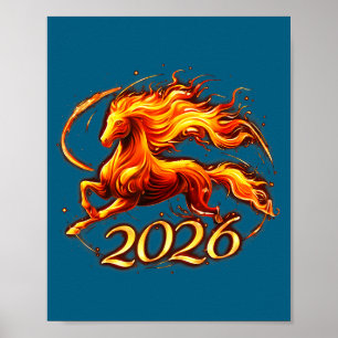 Affiche Nouvel An chinois 2026 Année du Cheval Cheval de f