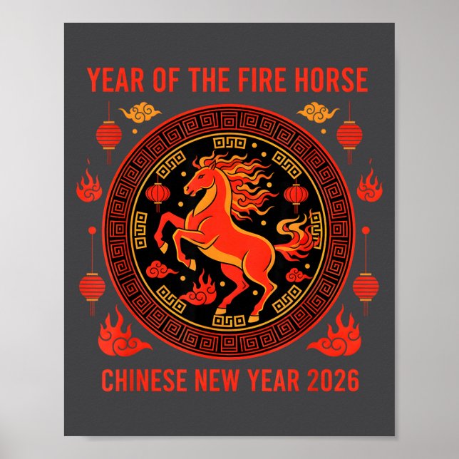 Affiche Nouvel An chinois 2026 Année du Cheval de Feu  (Devant)