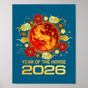 Affiche Nouvel An chinois 2026 Année du Cheval Nouvel An l