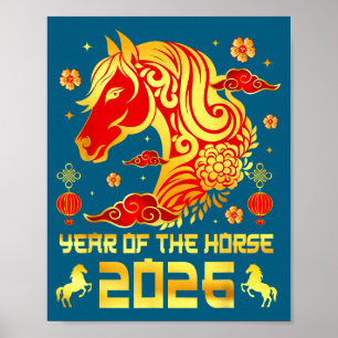 Affiche Nouvel An chinois 2026 Cheval Nouvel An chinois he