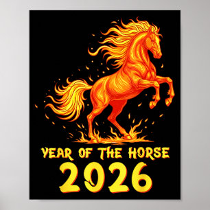 Affiche Nouvel An chinois 2026 Cheval Nouvel An chinois jo