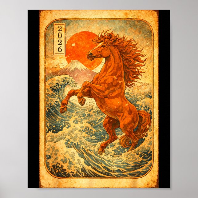 Affiche Nouvel An chinois 2026 de l'année du Cheval Nouvel (Devant)