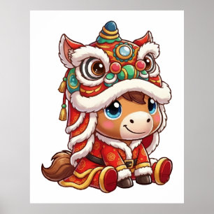 Affiche Nouvel An Chinois Cheval 2026 Zodiaque