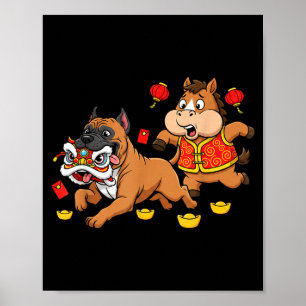 Affiche Nouvel An Chinois Cheval Cane Corso Enfants Hommes