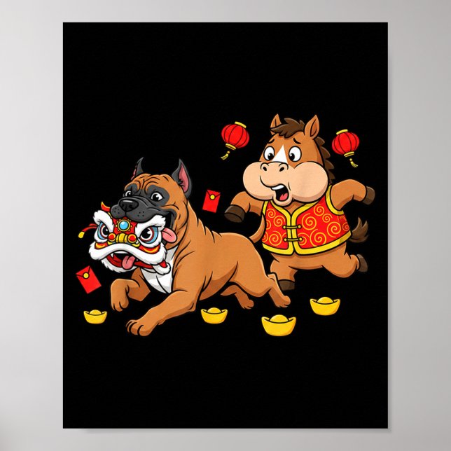 Affiche Nouvel An Chinois Cheval Cane Corso Enfants Hommes (Devant)