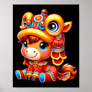Affiche Nouvel An chinois du cheval 2026 Nouvel An lunaire