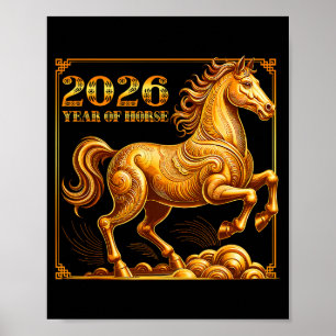 Affiche Nouvel An Chinois du Cheval Année du zodiaque chin