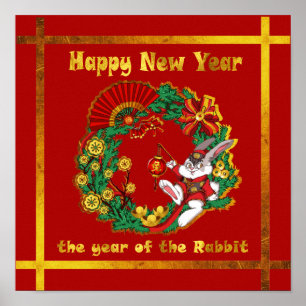 Affiche Nouvel An chinois du lapin