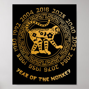 Affiche Nouvel An chinois du singe année du zodiaque chino