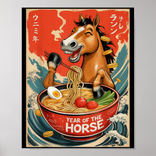 Affiche Nouvel An Chinois du zodiaque de l'année du cheval