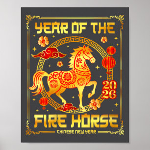 Affiche Nouvel An chinois féminin 2026 Année du Cheval Lu