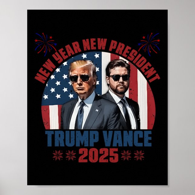 Affiche Nouvel An Le nouveau président Trump Vance Préside (Devant)