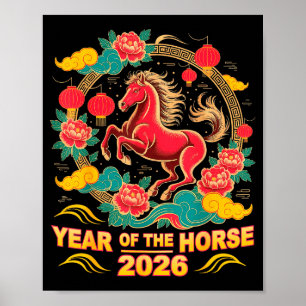 Affiche Nouvel An lunaire chinois 2026 2026 Année du Cheva