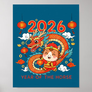 Affiche Nouvel An lunaire chinois de l'année du cheval 202