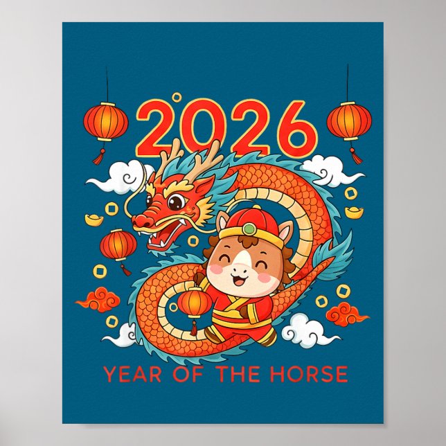 Affiche Nouvel An lunaire chinois de l'année du cheval 202 (Devant)