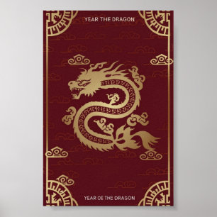 Affiche Nouvel An Lunaire Chinois Du Dragon