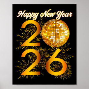 Affiche Nouvel An Soirée - Joyeux Nouvel An 2026 Long Sle