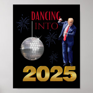 Affiche Nouvel An Trump Dancing 2025 Mega Drôle de fête