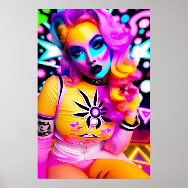 Affiche Nouvel an's Love Cyborg R-10 Ken Gage Rétrowave (Devant)