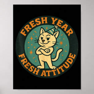 Affiche Nouvelle Année 2026 Amoureux de Chat Drôle Humour