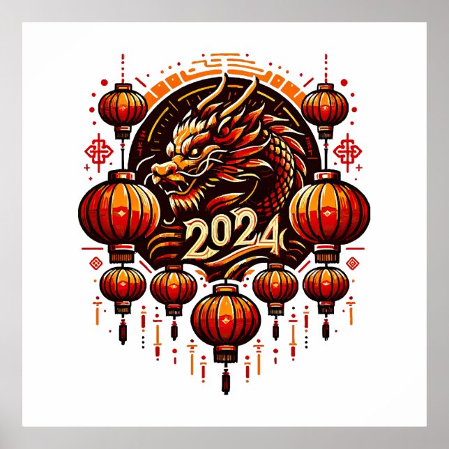 Affiche nouvelle année chinoise 2024 (Devant)