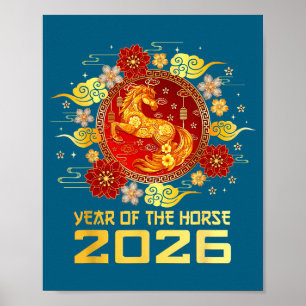Affiche Nouvelle année chinoise 2026 année du cheval