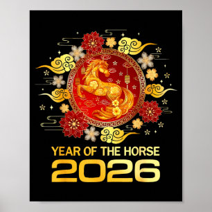 Affiche Nouvelle année chinoise 2026 Année du Cheval Bonne