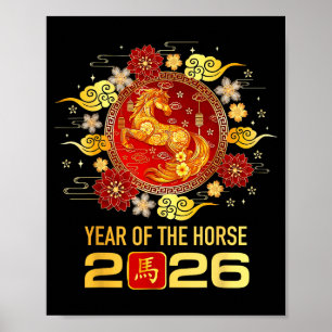 Affiche Nouvelle année chinoise 2026 Année du Cheval Bonne