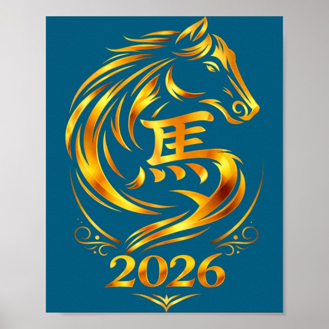 Affiche Nouvelle année chinoise 2026 cheval de feu  (Devant)