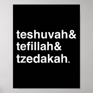 Affiche Nouvelle année juive Yom Kippur Teshuvah Tefillah