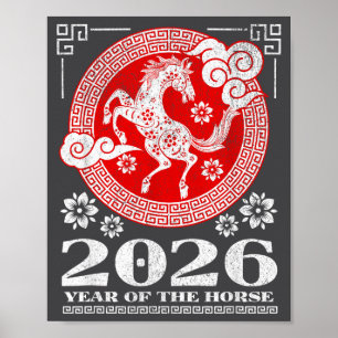 Affiche Nouvelle année lunaire chinoise 2026 Cheval de feu
