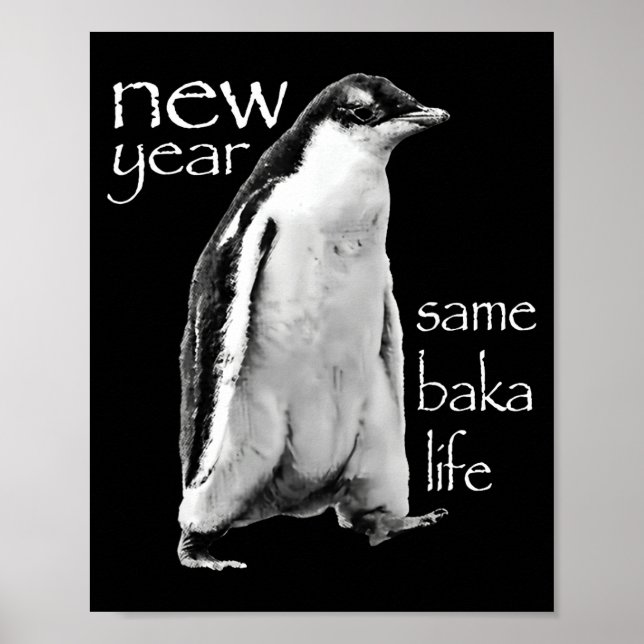 Affiche Nouvelle Année Même Vie de Baka Pingouin Blague  (Devant)
