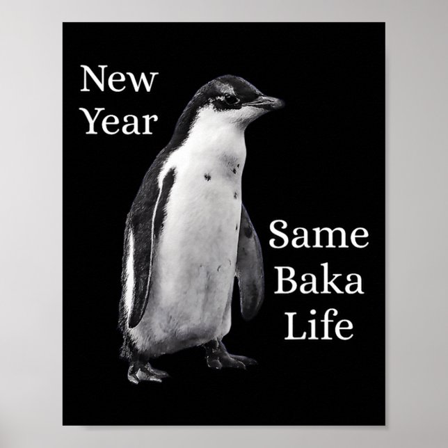 Affiche Nouvelle Année Même Vie de Baka Pingouin Blague  (Devant)