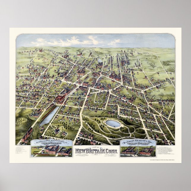 Affiche Nouvelle-Bretagne, CT Panoramic Map - 1875 (Devant)
