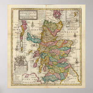Affiche Nouvelle carte correcte de l'Ecosse et des îles