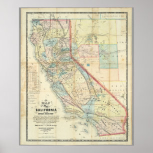 Affiche Nouvelle carte de l'état de la Californie