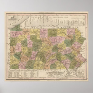 Affiche Nouvelle Carte De Pennsylvanie