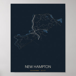 Affiche Nouvelle carte de rue de New Hampton, New Hampshir