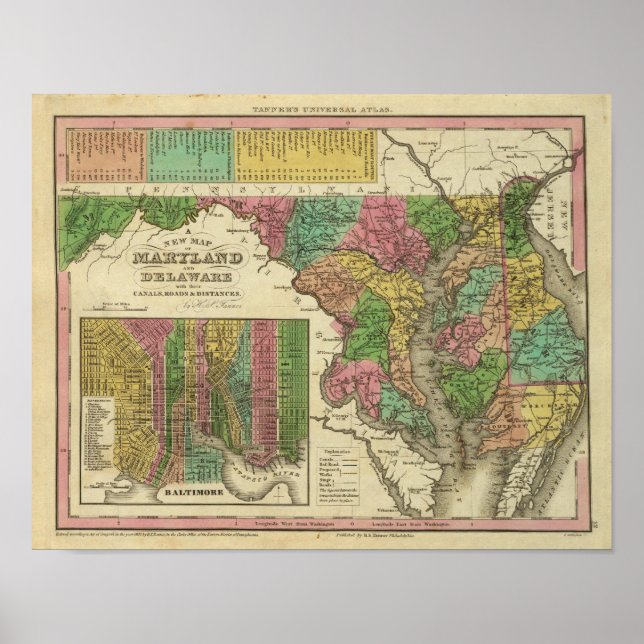 Affiche Nouvelle carte du Maryland et du Delaware 2 (Devant)