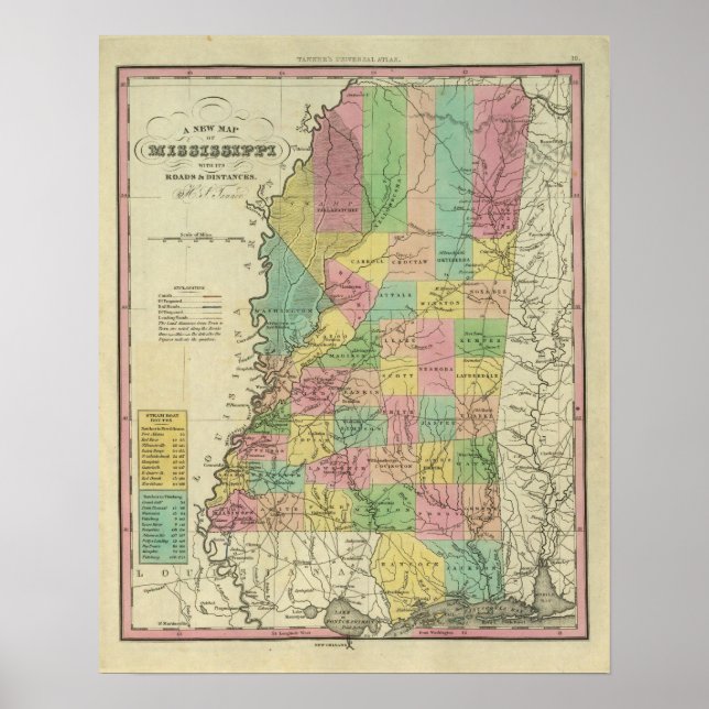 Affiche Nouvelle Carte Du Mississippi (Devant)