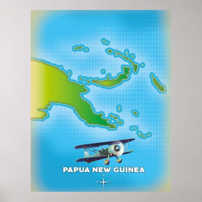 Affiche nouvelle carte papoue guinée. (Devant)