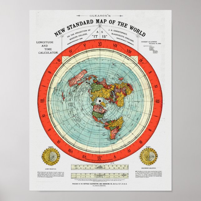 Affiche Nouvelle carte standard de la Terre plate (Devant)
