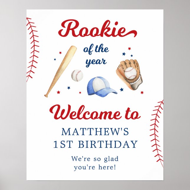 Affiche Nouvelle de l'année Baseball premier anniversaire  (Devant)